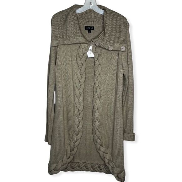 One A Sweaters - One A Tan Cardigan Sweater nwt